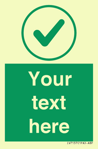 Custom green background, green tick in circle sign